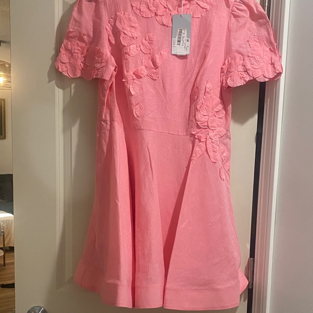 ANTONIO MELANI Coral Pink Floral Appliqué Girls' Dress